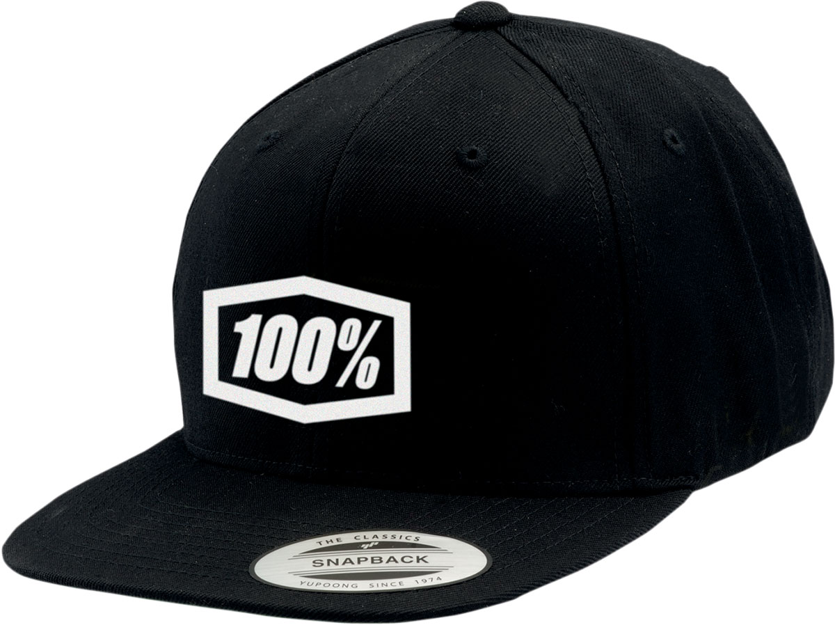 100% ESSENTIAL Flat Bill SnapBack Hat (Black/White)