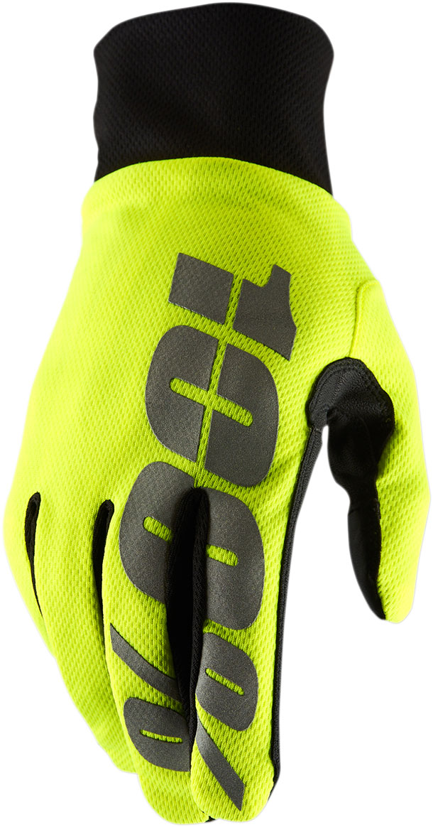 100% HYDROMATIC Gloves w/ Waterproof Insert (Neon Yellow)