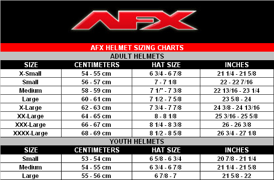 Afx Size Chart