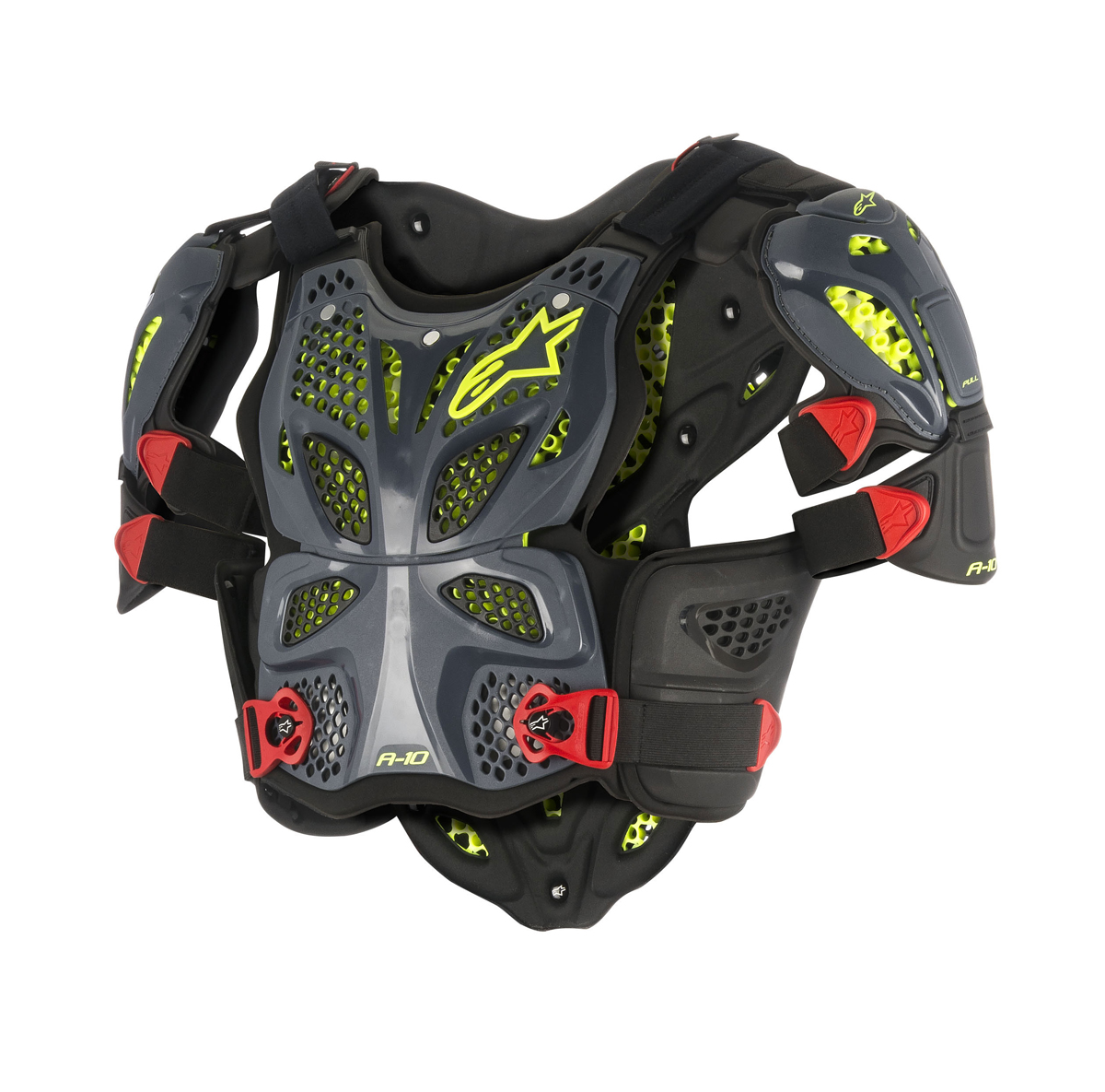 Alpinestars MX/Motocross A-10 Full Chest/Back Protector Roost Guard (Anthracite/Black/Red/Yellow)