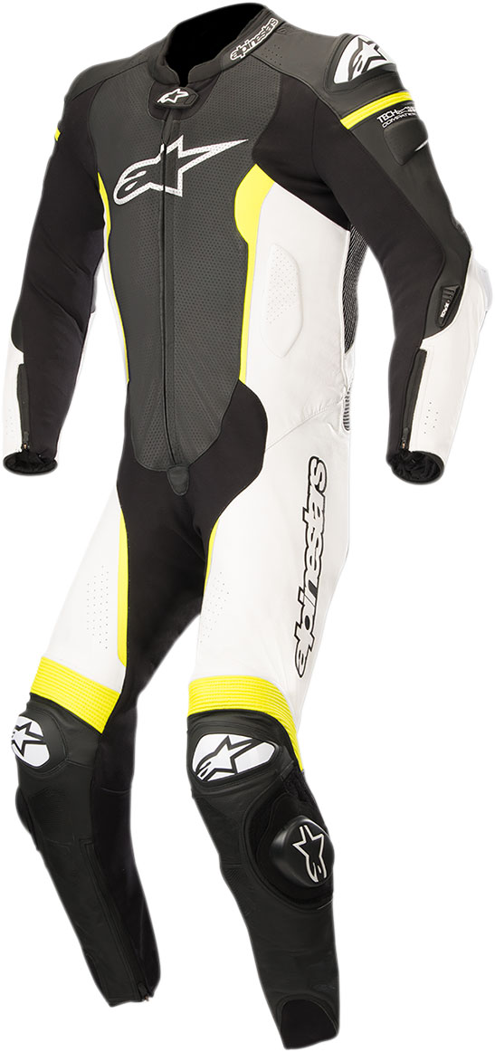 Alpinestars MISSILE Leather Suit Tech-Air Compatible (Black/White/Flo Yellow)