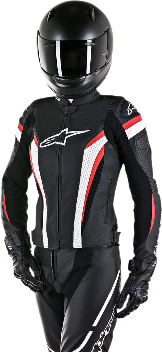 Alpinestars Stella GP PLUS R V2 Airflow Perforated Leather Jacket (Black/White/Red)