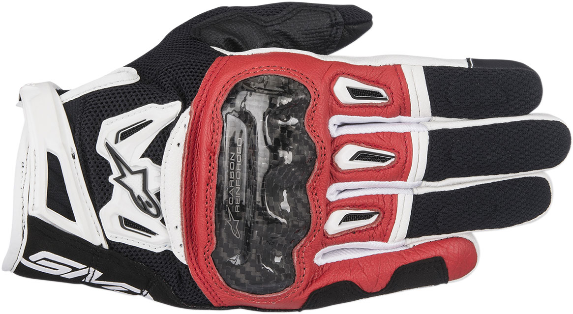 Alpinestars SMX-2 Air Carbon V2 Touchscreen Leather Motorcycle Gloves (Black/Red/White)