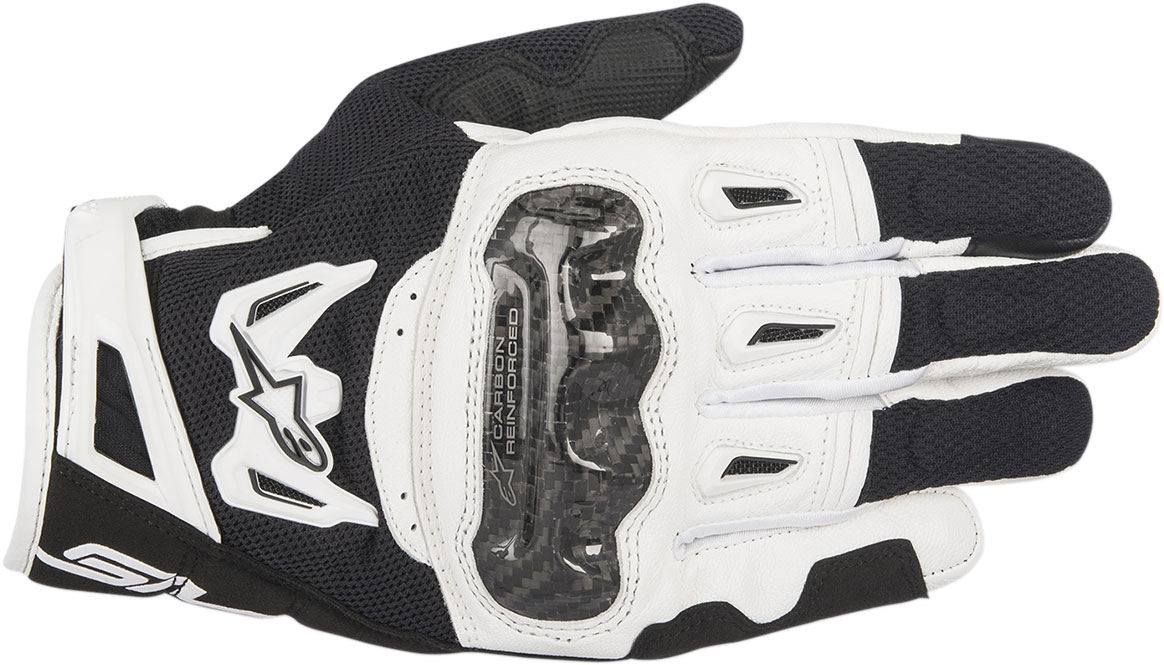 Alpinestars SMX-2 Air Carbon V2 Touchscreen Leather Motorcycle Gloves (Black/White)