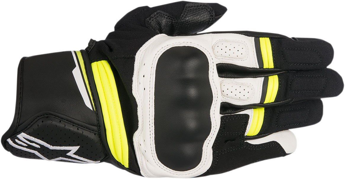 Alpinestars BOOSTER Leather Gloves (Black/White/Flo Yellow)