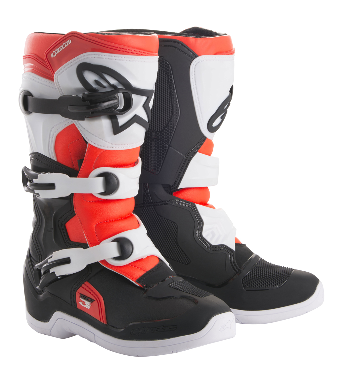 Alpinestars MX/Motocross Kids TECH 3S Boots (Black/White/Flo Red)
