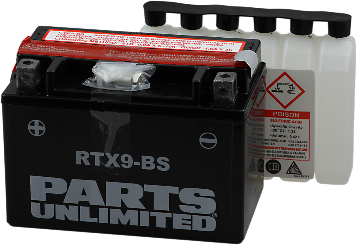 Parts Unlimited Agm Maintenance Free Battery 40 Liter Rtx9 Bs