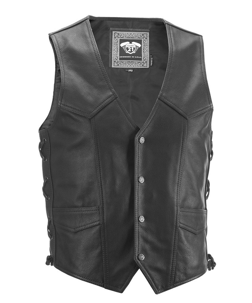 HIGHWAY 21 SIX SHOOTER Leather Vest (Black)-H21 489-1070-1P