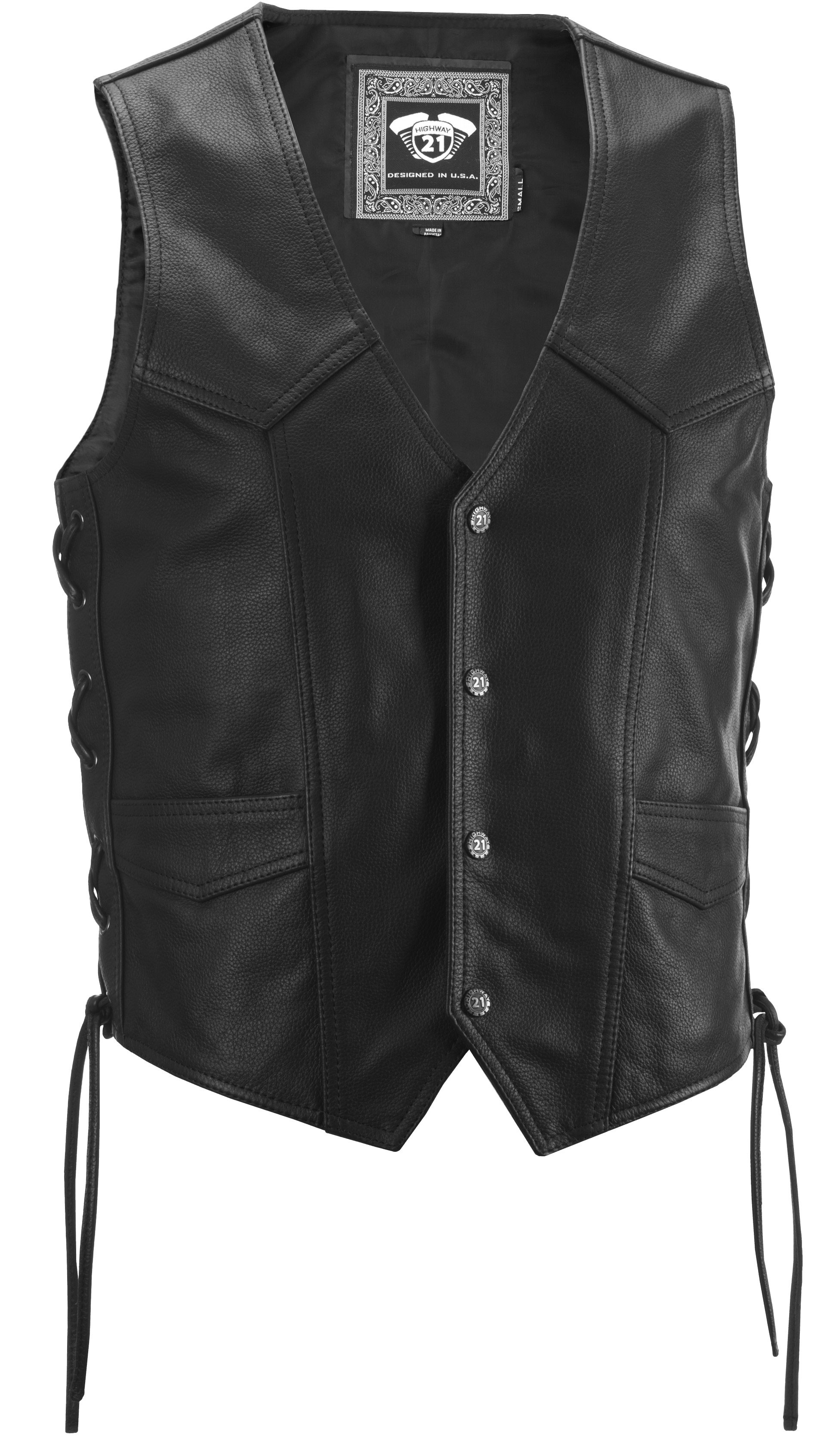 HIGHWAY 21 SIX SHOOTER Leather Vest (Black)-H21 489-1070-1P