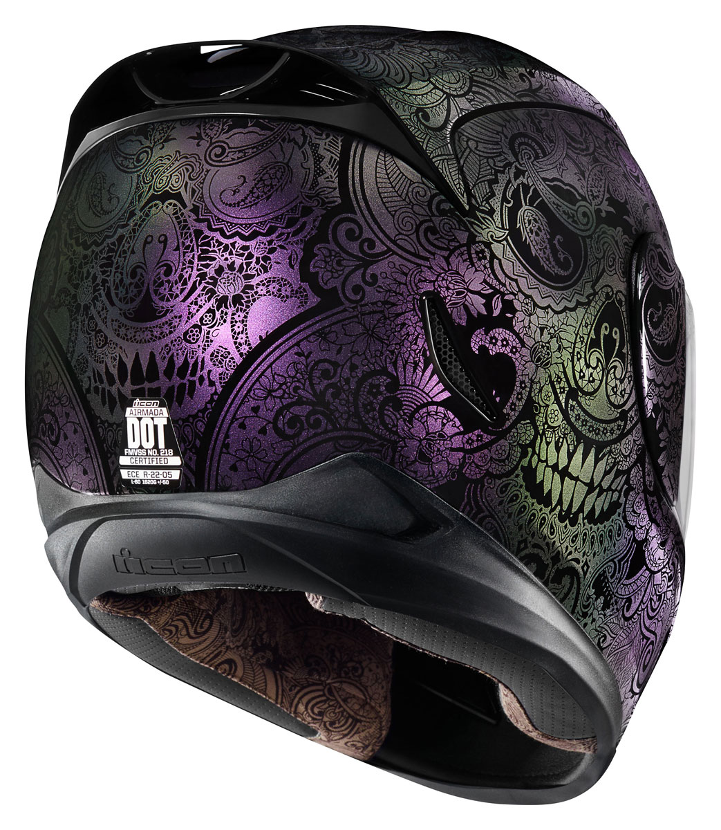 purple motorcycle helmet