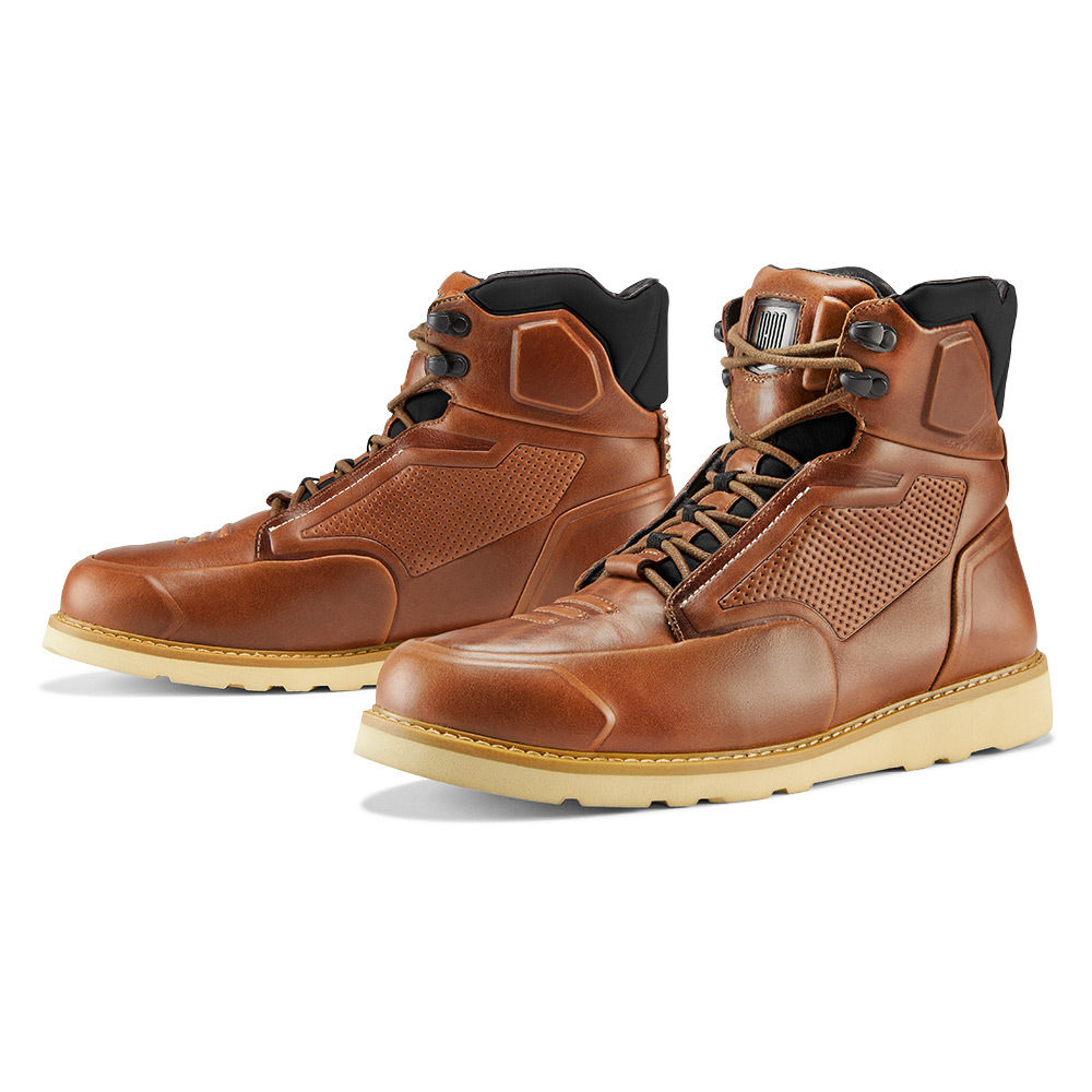 leather biker boots brown