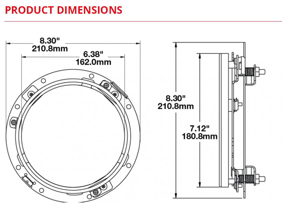J.W. Speaker Mounting Ring Kit for 7" Round (PAR56) Headligh