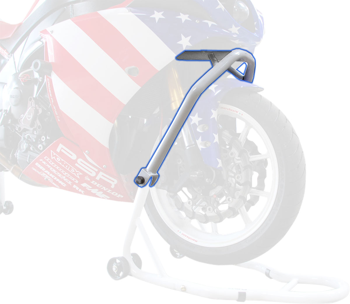 PSR Triple Tree Motorcycle Stand Conversion (White) Economy