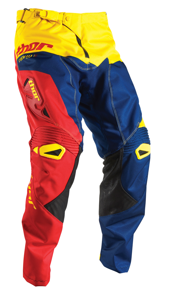 THOR MX Motocross Men's 2017 FUSE PININ Pants (Navy/Red/Yellow) Choose ...