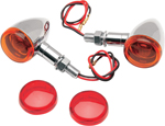 Drag Specialties Mini Deuce Stud-Mount Marker Lights (Chrome/White Bulb) Amber & Red Lens