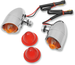 Drag Specialties Bolt-Mount Mini Retro-Style Marker Light (Chrome/White Bulb) Amber & Red Lens