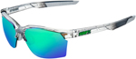 100% SPORTCOUPE Sport Performance Sunglasses (Polished Translucent Crystal Grey w/Green Multilayer Mirror Lens)