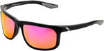 100% HAKAN Sunglasses (Polished Black w/Purple Multilayer Mirror Lens)