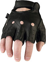 Z1R 243 Perforated Fingerless Leather Gloves (Black)