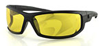 Bobster AXL Sunglasses (Black Frame, Anti-fog Yellow Lens)