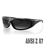 Bobster Charger Sunglasses (Black Frame, Anti-fog Smoke Lens, ANSI Z87)