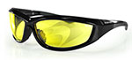 Bobster Charger Sunglasses (Black Frame, Anti-fog Yellow Lens, ANSI Z87)