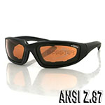 Bobster Foamerz 2 Sunglasses (Black Frame, Anti-fog Amber Lens, ANSI Z87)