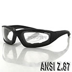 Bobster Foamerz 2 Sunglasses (Black Frame, Anti-fog Clear Lens, ANSI Z87)