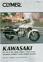 Clymer Repair Manual for Kawasaki Z1000P Police, KZ, ZX, ZN 1000-1100cc, 1981-2002